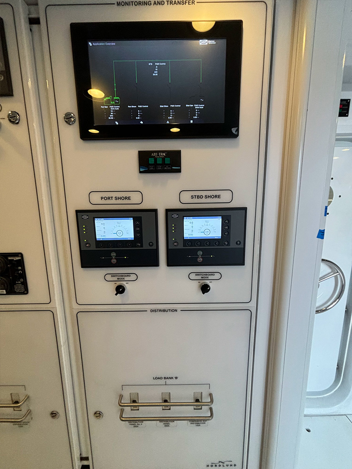 DEIF PPM 300 controllers installed by J&A Marine Electric on a 106’ long-range luxury cruiser